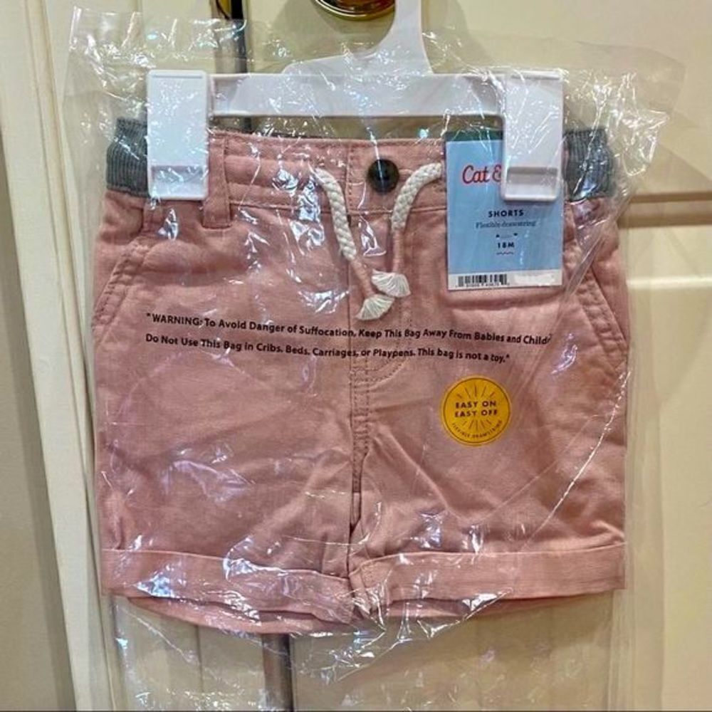 Cat & Jack Girls Pink Drawstring Shorts - Picture 2 of 3
